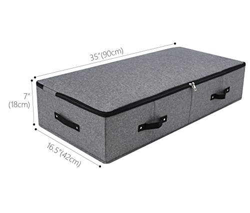 AMJ Extra Length Under Bed Storage Organization Containers for Shoes, Clothing, Bedding, 35.5 x 16.5 x 7“, Black Gray - color: Black Gray, size: 35.5 x 16.5 x 7“