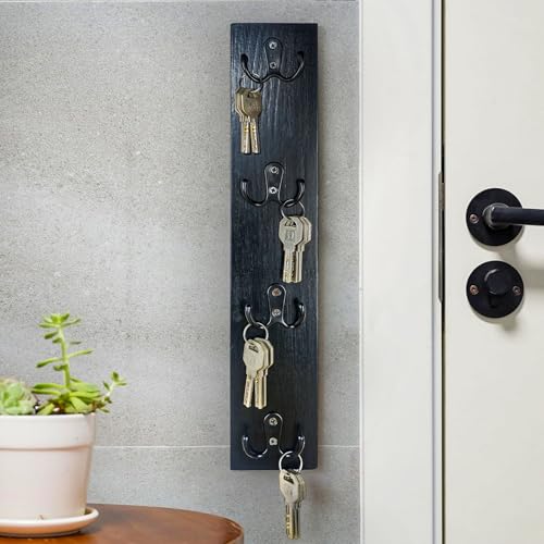 Yohsnor Vertical Key Holder Wall Mount - Stylish Home Decor for Entryway, Space-Saving Hook Rack & Organizer for Keys, Wallets, and More - Ideal for Small Spaces & Versatile Storage Solutions - color: Black