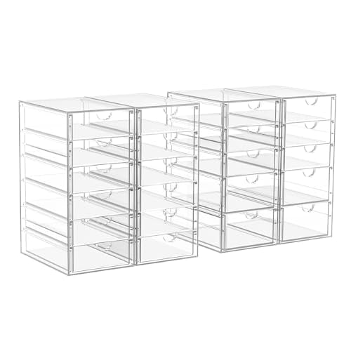 ARSTPEOE 22 Drawers, Acrylic Desk Makeup Organizer, Plastic Drawers Organizer, Stackable Storage Solution for Makeup, Dresser, Office, Bathroom Clear Plastic Craft and Bead Storage Cabinet - size: 22 Drawers