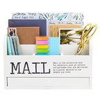 Juvale Wooden 3-Tier Countertop Mail Organizer - Desktop Organizer with Drawer for Paper & Supplies - Wall-Mount Mail Holder for Envelopes & Letters - White, 11 x 7 x 4 in