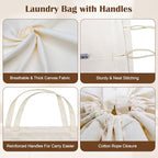 Canvas Laundry Bag 33"Wx 35"H, Thick Canvas Laundry Bag with Handles & Drawstring, Extra Large Heavy Duty Washable Basket Liner Hamper Liner Storage Sack (Beige XL, 1 Pack) - color: Beige, size: XL 33"W x 35"H┃1 Pack