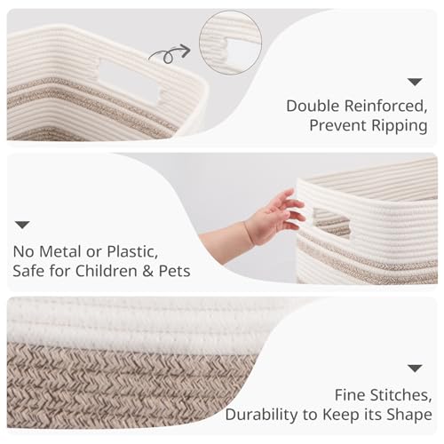 OIAHOMY Rectangle Laundry Basket, Large Laundry Hamper with Handles, Cotton Blanket Basket for Living room, Woven Decorative Storage Basket for Clothes,Pillows-16x13x22in-Gradient Yellow - color: Gradient Yellow
