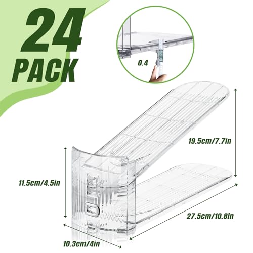 Clear Shoe Slot Organizer, 24 Pack Adjustable Shoe Slots Organizer for Closet Clear Shoe Stackers Shoe Rack Holder Shoe Space Savers for a Pair of Shoes - color: Transparent, size: 24 PACK