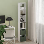 Furinno LUDER Book Shelf, 6-Tier Tall Modern Bookshelf, Bookcase with Open Shelves, 9.3 x 12 x 71, for Living Room, Bedroom, Home Office, White - color: White, size: 6-Tier, 12.1-Inch Width