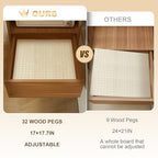 Kigley 3 Pcs Wood Pegboard Drawer Organizer with 32 Pegs Wooden Peg Board Drawer Shelf Organizer Adjustable Peg System for Dishes Plate Pot Container Cookware Utensil Kitchen(17 x 5.91 in) - size: 17 x 5.91 in