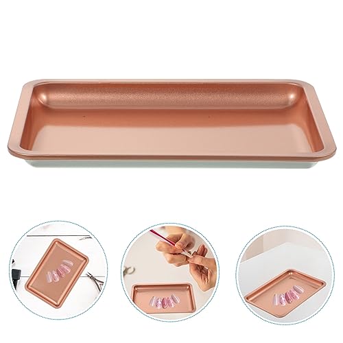 Beavorty Stainless Steel Jewelry Tray Organizer Stylish Multi-use Display Storage Plate for Clutter Desktop and Easy to Clean Stable Base for Items - color: Rose Gold