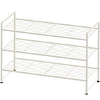 Simple Houseware 3-Tier Stackable Shoes Rack Storage Shelf, White - color: White, style: Wired Grid Panel