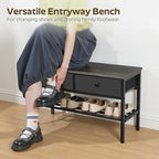 YATINEY Hall Tree with Bench and Shoe Storage, Entryway Bench with Coat Rack, 4-in-1 Coat Rack Shoe Bench, Multifunctional, for Front Door, Hallway, Foyer, Charcoal Grey and Black MT05BC - color: Charcoal Grey + Black