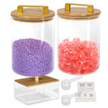 Glass Jars For Laundry Room Organization and Storage, 2 Pack -0.9 Gallon Laundry Detergent Containers for Scent Beads, Powder,Pods With Lids, 5 Labels, 2 Scoops，1 Acrylic Dryer Sheet Holder Included