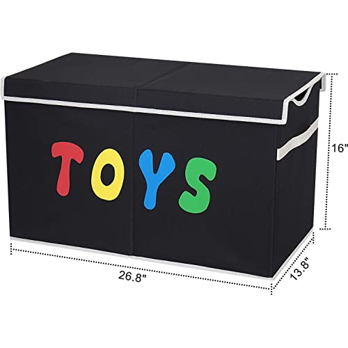 YOLOXO Toy Box Chest, Collapsible Sturdy Storage Bins with Lids, Extra Large Kids Toy Storage Organizer Boxes Bins Baskets for Kids, Boys, Girls, Nursery Room, Playroom, Closet (BLACK) - color: BLACK