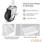 CAXXA 3-Tier Rolling Metal Storage Organizer - Mobile Utility Cart Kitchen Cart with Caster Wheels, White - color: White