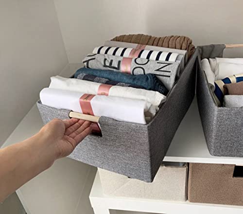 Storage Bin for Shelves Rectangle Closet Baskets Foldable Box with Handles, Gray Storage Bins, Storage Boxes for Home Office Car Dormroom - color: Gray-2pack