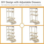 5 Tier Slim Rolling Storage Cart with Wood Top, Narrow Laundry Room Organizer for Tight Gaps, Metal Bathroom Gap Filler, Kitchen Pantry Trolley, Small Spaces (White) - color: White