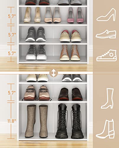 HAIOOU 5 Tier White Shoe Rack, 24 Inches Stackable Wooden Shoe Shelf Organizer Free Standing Shoe Storage Stand with One Movable Storage Shelf for 10-15 Pairs, Perfect for Entryway, Hallway, Closet - color: Modern White
