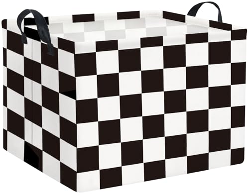 HIYAGON Rectangular Car Basket for Boys Checkered Basket Kids Baby Storage Bin Toy Organizer Box Car Room Decor(Racing Flag) - color: Racing Flag
