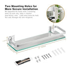 VOLPONE Glass Bathroom Shelf 15.7in Bathroom Shelf Wall Mounted Floating Glass Shelves with Towel Holder Glass Shelf for Bathroom 2 Tier (Sliver) - style: 2 tier with towel bar silver