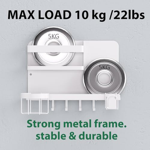 Versatile Bedside Wall Organizer, Floating Bedside Shelves, Wall Mount Essential Accessories for Room Decor, Dorm, Makeup Organizer, Remote Control Holder，Night Stand - color: White