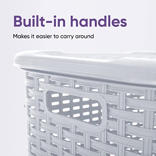 Superio Slim Deluxe Laundry Hamper Wicker, 60 Liter Ivory, Beige, Model:502-503-504 - color: White Smoke, size: 1-pack