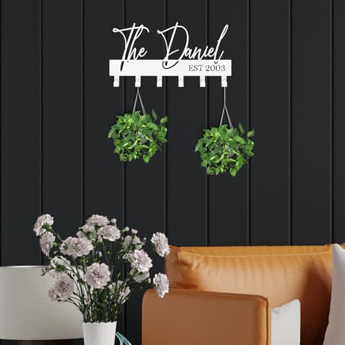 Customized Meaningful Phrase Key Holder Wall Mount,Black Exquisite Metal Key Hanger for Wall,Key Hooks with Screw for Hallway,Office,Kitchen Decor - color: Customized