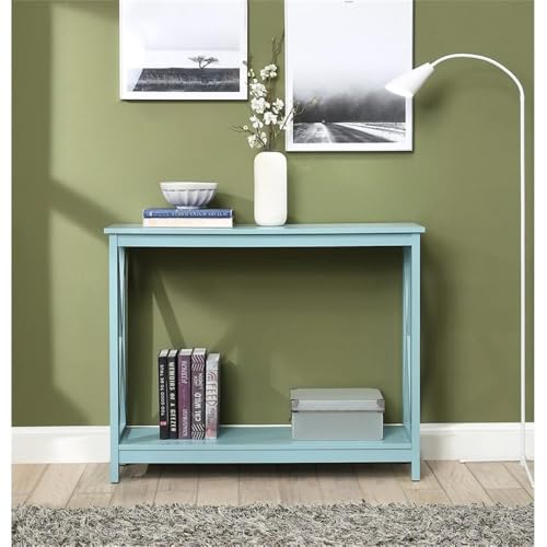 Convenience Concepts Oxford Console Table 39.5" - Sofa Table with Storage Shelf, Transitional Entryway Hall Table for Living Room and Bedroom, Display Foyer Table, Sea Foam Blue - color: Sea Foam Blue