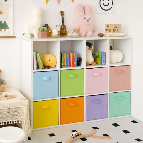 GRANNY SAYS 13 Inch Cube Storage Bins, Colorful Cube Storage Organizer, Fabric Storage Bins, Storage Cubes for Shelves, Closet, Toy Storage Bins for Kids Room, Play Room, Colour, 8-Pack - color: Pastel, size: 13 Inch-8 Pack