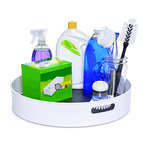 Copco Under-Sink Pantry and Cabinet Organizer, 18-Inch, Revolving Storage Solution, White and Gray - color: White and Gray