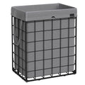SONGMICS Laundry Hamper, 23.8 Gal. (90L) Laundry Basket, Collapsible Clothes Hamper, Removable and Washable Liner, Metal Wire Frame, for Bedroom Bathroom, Black and Gray ULCB190G01 - color: Black + Gray, size: 90 L