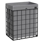 SONGMICS Laundry Hamper, 23.8 Gal. (90L) Laundry Basket, Collapsible Clothes Hamper, Removable and Washable Liner, Metal Wire Frame, for Bedroom Bathroom, Black and Gray ULCB190G01 - color: Black + Gray, size: 90 L