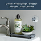 Premium Sink Caddy - Solid Grey Water-Aborbing Diatamaceous Earth Tray for Sink, Elevated Stainless Steel Legs, Non-Toxic, Fast-Drying, Kitchen or Bathroom (Lake Stone) - color: Lake Stone