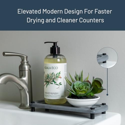 Premium Sink Caddy - Solid Grey Water-Aborbing Diatamaceous Earth Tray for Sink, Elevated Stainless Steel Legs, Non-Toxic, Fast-Drying, Kitchen or Bathroom (Lake Stone) - color: Lake Stone
