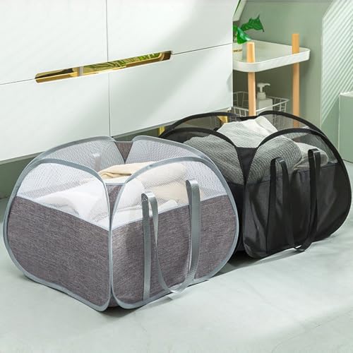 Collapsible Laundry Baskets, Tear Proof Pop Up Laundry Hamper with Large Capacity, Sturdy Foldable Laundry Basket, Easy to Carry Laundry Hamper for Home, Laundry Room, Bedroom, Dorm, Travel Black - style: Square Black