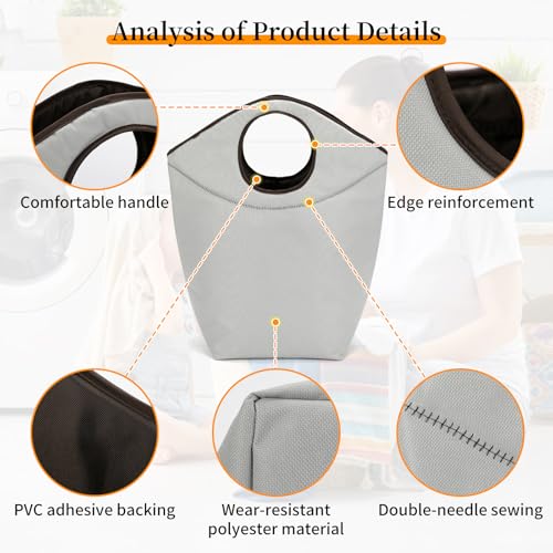 Foldable Storage Hamper Bag,Soft Padded Handle, Multi-Purpose Oxford Fabric Laundry Basket, Collapsible Storage Bag for Home, Bedroom, Dormitory, Travel & Outdoor 90L - color: Grey, size: 22"L x 12"W x 21"H