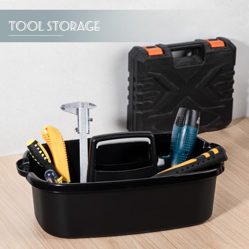 Large Cleaning Supplies Caddy Portable Shower Basket Supply Organizer with Handle Plastic Bucket Tool Storage for Bathroom, Bedroom, Kitchen, College Dorm, Garden, Black - color: Black, size: Large, 1pc