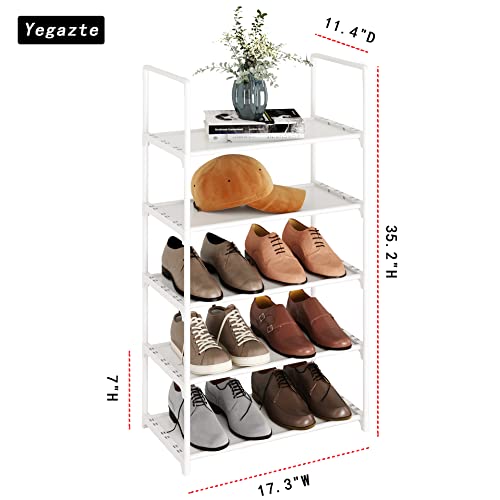 5-Tier Stackable Shoe Rack, Narrow Shoe Stand for 10-12 Pairs Shoe and Boots Organizer Storage Shelf Space Saving for Closet, Entryway and Hallway(White) - size: 5-Tier(White)