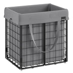 SONGMICS Laundry Hamper, 11 Gal. (50L) Laundry Basket, Collapsible Clothes Hamper, Removable and Washable Liner, Metal Wire Frame, for Bedroom Bathroom, Black and Gray ULCB150G01 - color: Black + Gray, size: 50 L