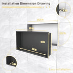 Shower Niche 24"x12"，No Tile Needed，Stainless Steel Niche Bathroom for Shower Wall，Matte Black （ 24 x 12 in） - color: Black, size: 12 * 24 in