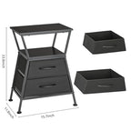 Side Tables for Bedroom Nightstand with 2 Cloth Drawer Bedside Table with Storage End Tables Living Room Sofa Couch - color: Black