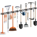 Mop Broom Holder Wall Mount, 2 Packs Silver Stainless Steel Tool Storage Organizer for Kitchen Garden Garage Laundry Room Bathroom and RV with 4 Slots 6 Hooks - color: Silver-2 Pack