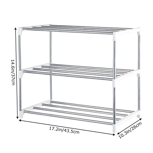 Small Shoe Rack, Narrow Stackable Shoe Shelf Organizer for Entryway, Doorway and Bedroom Closet (3-Tier, White) - color: White, size: 3-Tier