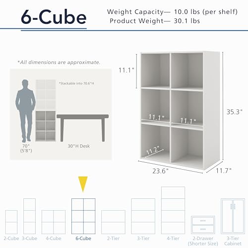 Homes: Inside + Out Apexa 6-Cube Storage Organizer Shelves, Stackable Wood Bookcase Fits Cubby Bins for Organization, Dorm Teen Room Decor & Home Office, Black - color: Black, size: 6-Cube