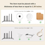 Pot Lid Organizer and Cutting Board Holder, Stainless Steel Kitchen Storage Rack for Lids and Boards, Space-Saving Cooling Rack Organizer for Countertop and Cabinet [1-Pack] Black