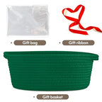Pro Goleem Small Woven Basket with Gift Bags and Ribbons Durable Baskets for Gifts Empty Small Rope Basket for Storage 12"X 8" X 5" Baby Toy Baskets with Handles, Green - color: green