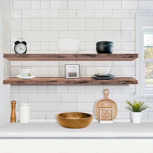 Sorbus Floating Shelves for Wall - 55 Inch Extra-Long Bathroom Shelves, Wall Decor for Bedroom, Kitchen, Living Room, Book Storage - Mounted Floating Shelf with Hidden Brackets (Mahogany, 2 Pack) - color: Mahogany, size: 55 Inch, style: 2 Pack