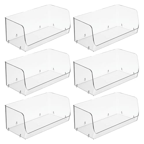iDesign Stackable Open-Front Storage Bins for Kitchen and Pantry Organization - Set of 6 - Clear - style: Pack of 6