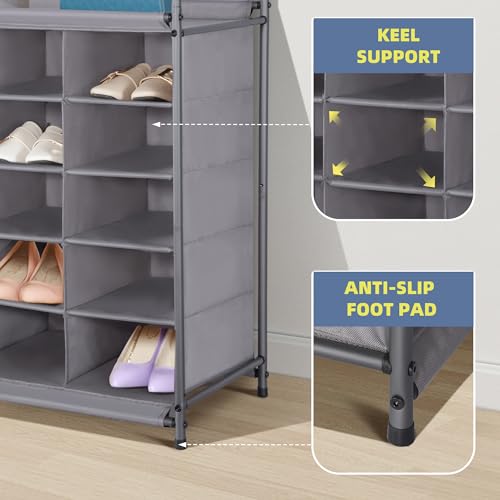 STORAGE MANIAC Stackable Shoe Cubby Organizer, Free Standing Shoe Cube Rack for Entryway, Bedroom, Apartment, Closet, 20-Cube Gray - color: Grey, size: 20-Cube