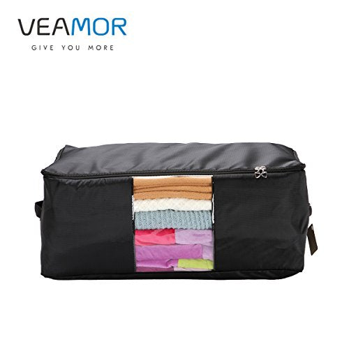 Comforter Storage Bags Pack of 2,Pillow Beddings/Blanket Clothes Organizer Storage Containers with Zippers,Breathable and Moistureproof(Black,2pcs) - color: Black 2pcs, size: XXL