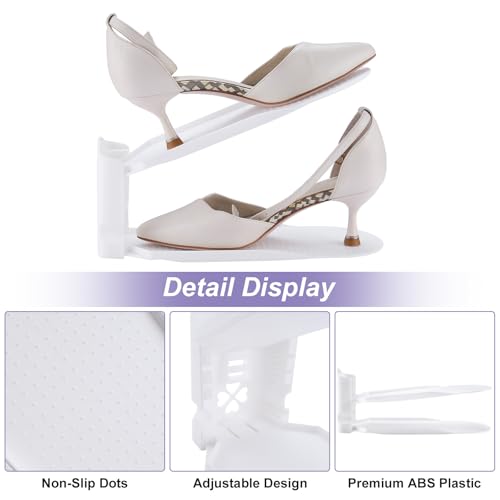 HOMOKUS 20 Pack Shoe Slots Organizer,3-Level Flexible Adjustable Shoe Stackers,Slip-on Shoe Rack,Double Layer Shoe Tray Organizer Holder with 3 Different Height,Space-Saving Shoe Holders (White) - color: White