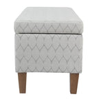 Kinfine K6384Np-F2244 Geometric Patterned Fabric Upholstered Wooden Bench with Hinged Storage, Large, Gray and Brown - color: Gray and Brown