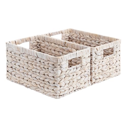 StorageWorks Pantry Baskets, Wicker Storage Baskets for Organizing, Pantry Organizers and Storage, Water Hyacinth, Natural - color: White (Water Hyacinth), size: 2x 13¼"L x 8¼"W x 7"H
