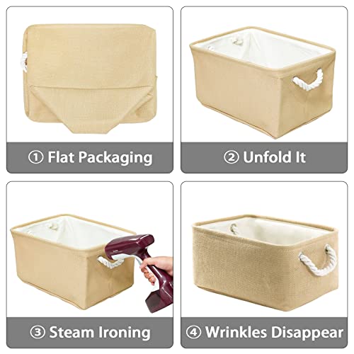 TheWarmHome Decorative Basket Rectangular Fabric Storage Bin Organizer Basket with Handles for Clothes Storage (Beige, Medium-1Pack,13.8L*9.8W*6.7H) - color: Beige, size: Medium -13.8Lx9.8Wx6.7H